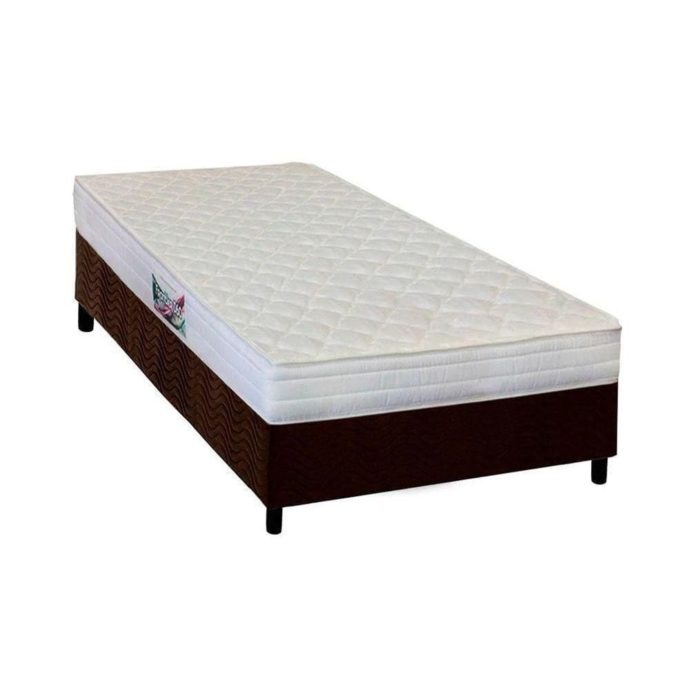 Cama Box Solteiro: Colchão Espuma Herval Ag65 Frontier + Base Crc Suede Brown(88x188)