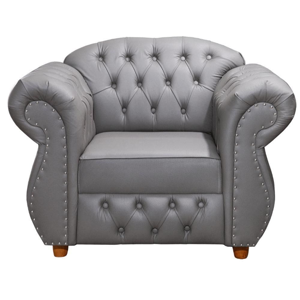 Poltrona Chesterfield Merlô Via Encanto Courano Cinza