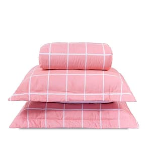 Cobre Leito Queen Classic Estampado 160 Fios 3 Peças Grid Rose