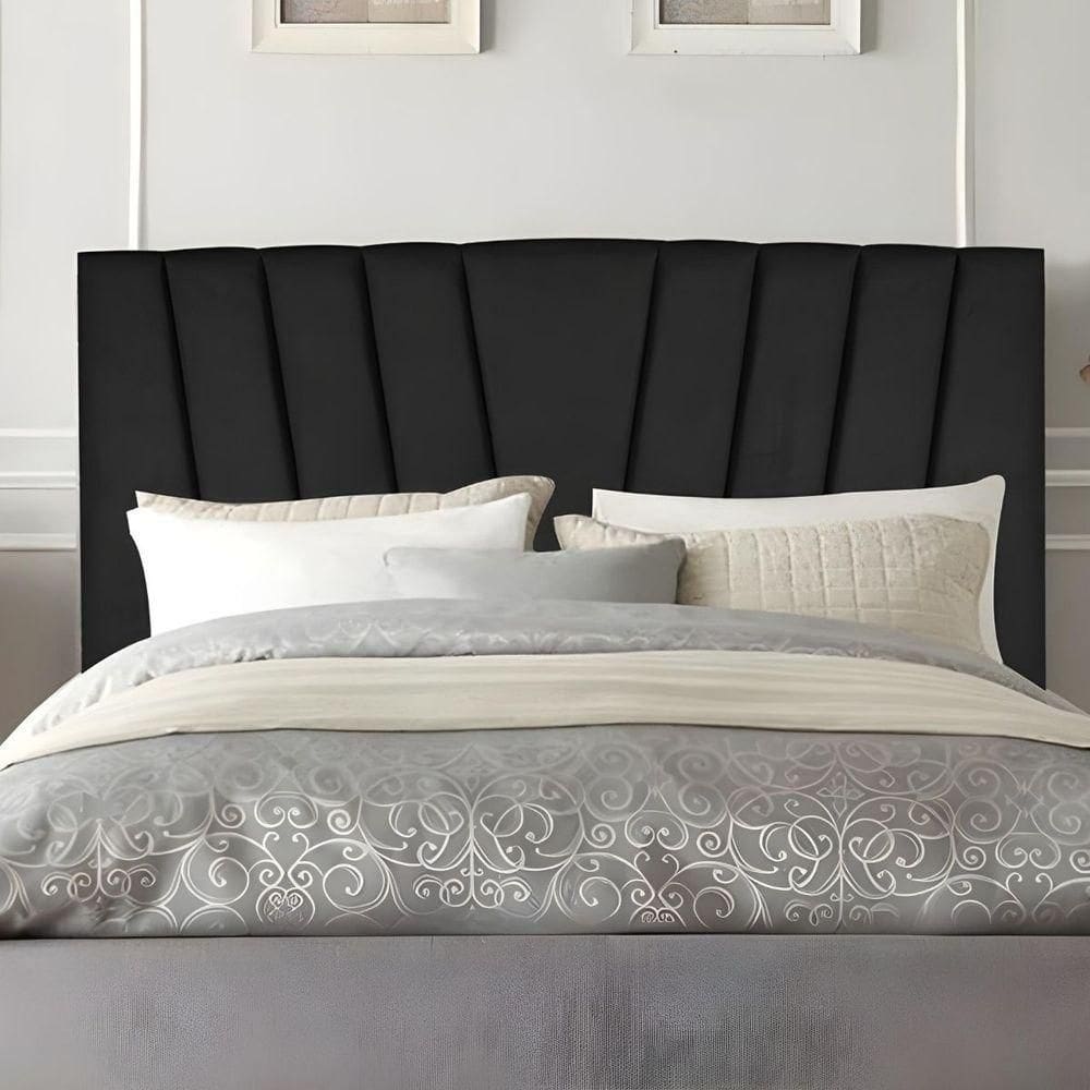 Cabeceira Solteiro Cama Estofada 100 Cm Emma Suede Preto