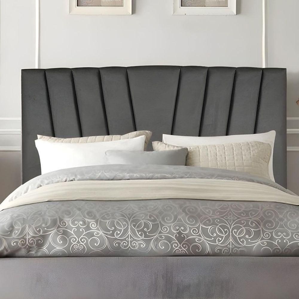 Cabeceira Solteiro Cama Estofada 90 Cm Emma Suede Cinza