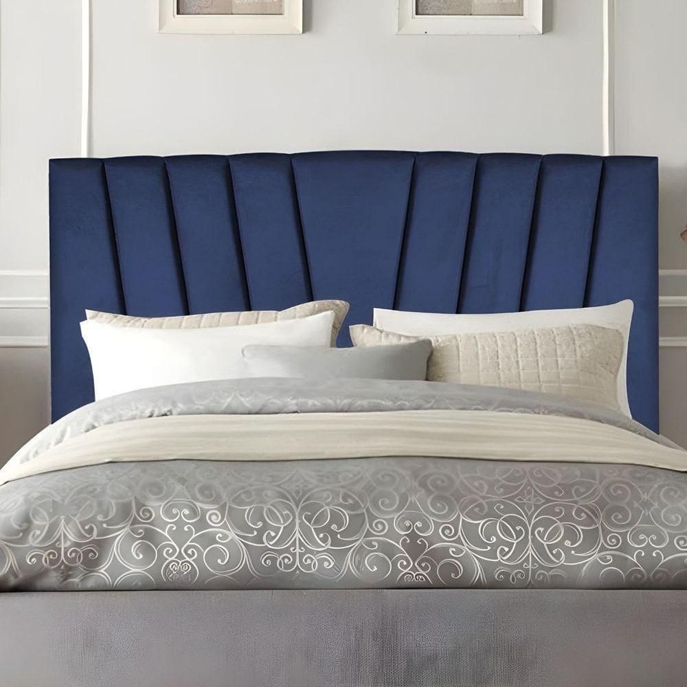 Cabeceira Solteiro Cama Estofada 100 Cm Emma Suede Azul Marinho