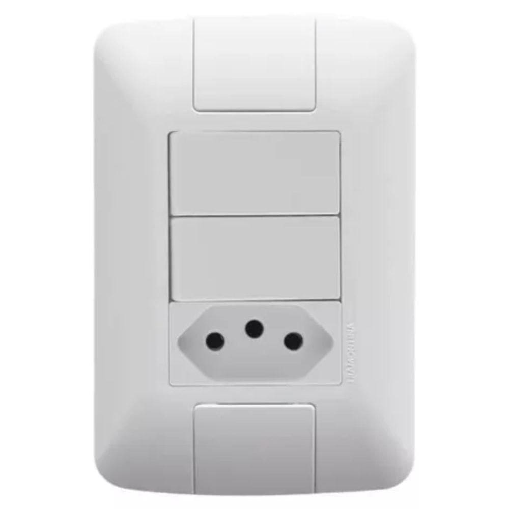 Conjunto 4x2 Com 2 Interruptor Simples + 1 Tomada 2p+t 10a Tramontina Aria Branco