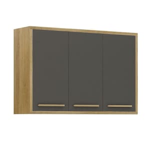 Armário Aéreo Para Cozinha 3 Portas 120cm Torino Valdemóveis Cinamomo/grafite