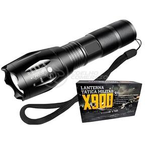 Lanterna Led Militar X900 Com Bateria Recarregável Foco De Luz Ajustável Com Sinalizador Incluso
