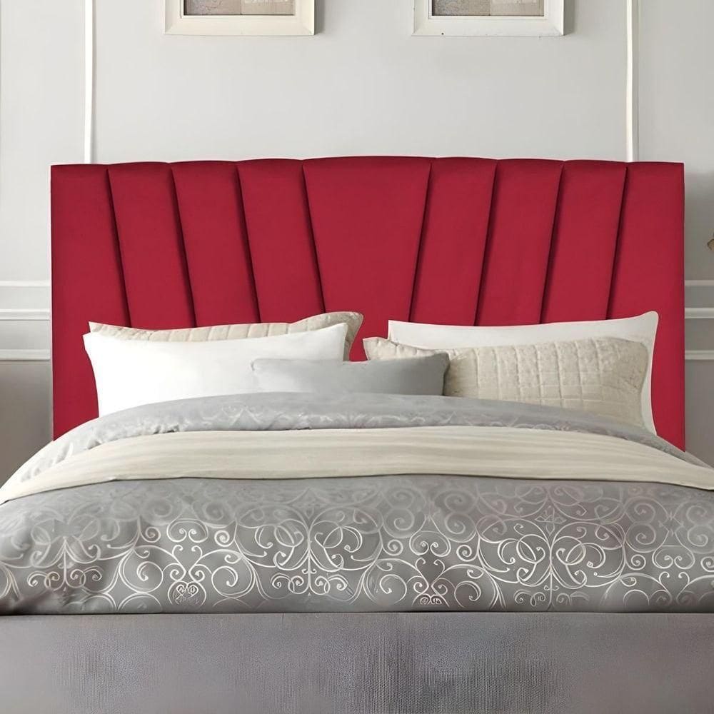 Cabeceira Solteiro Cama Estofada 90 Cm Emma Suede Vermelho