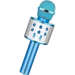 Microfone Bluetooth Karaokê Sem Fio Recarregável - Azul