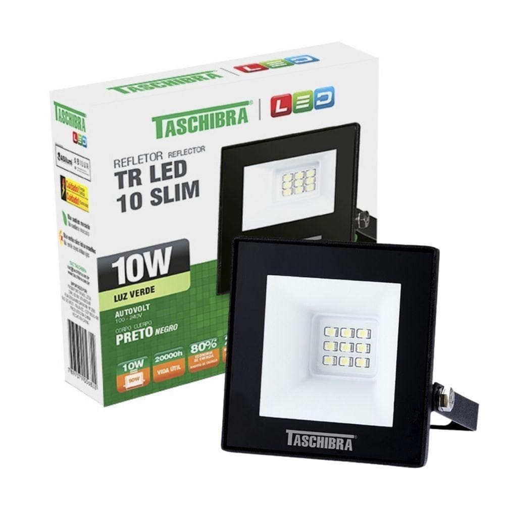 Refletor Led Tr Slim 10w Verde Taschibra