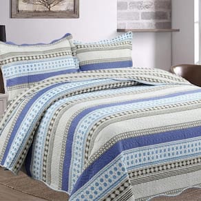Kit Cobre Leito Colcha Daily King 3 Peças Dupla Face Estampado - Patchwork 38 - 100% Poliéster