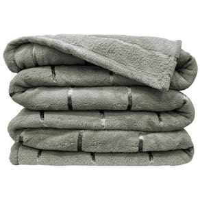 Cobertor Manta Fluffy Casal Queen 2,40m X 2,20m Listras Super Macio - Cinza