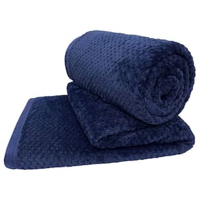 Cobertor Manta Willow Casal Queen 2,40m X 2,20m Alto Relevo Macio - Azul Marinho