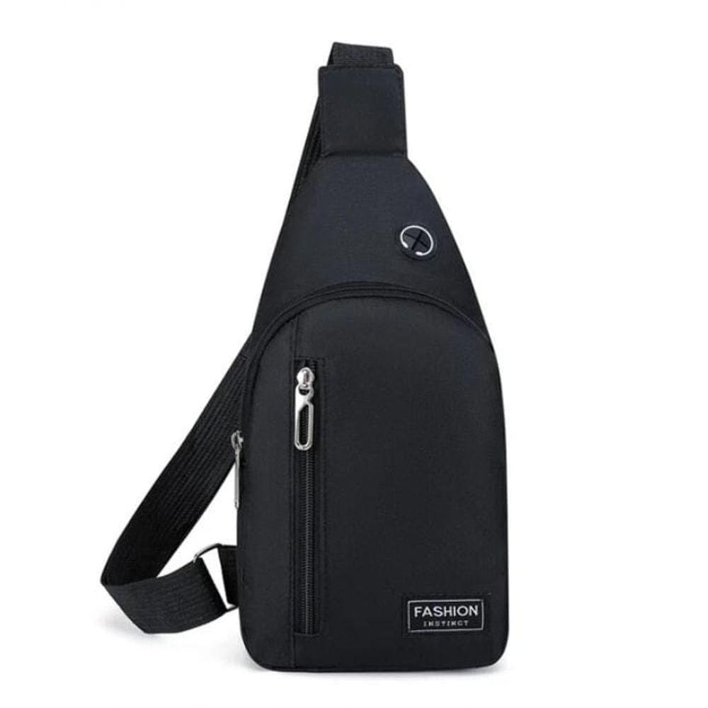 Bolsa Mochila Impermeável Transversal Crossbody Pochete De Peito Portátil Alça única Ajustável Preto