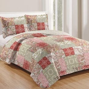 Kit Cobre Leito Colcha Daily King 3 Peças Dupla Face Estampado - Patchwork 47 - 100% Poliéster