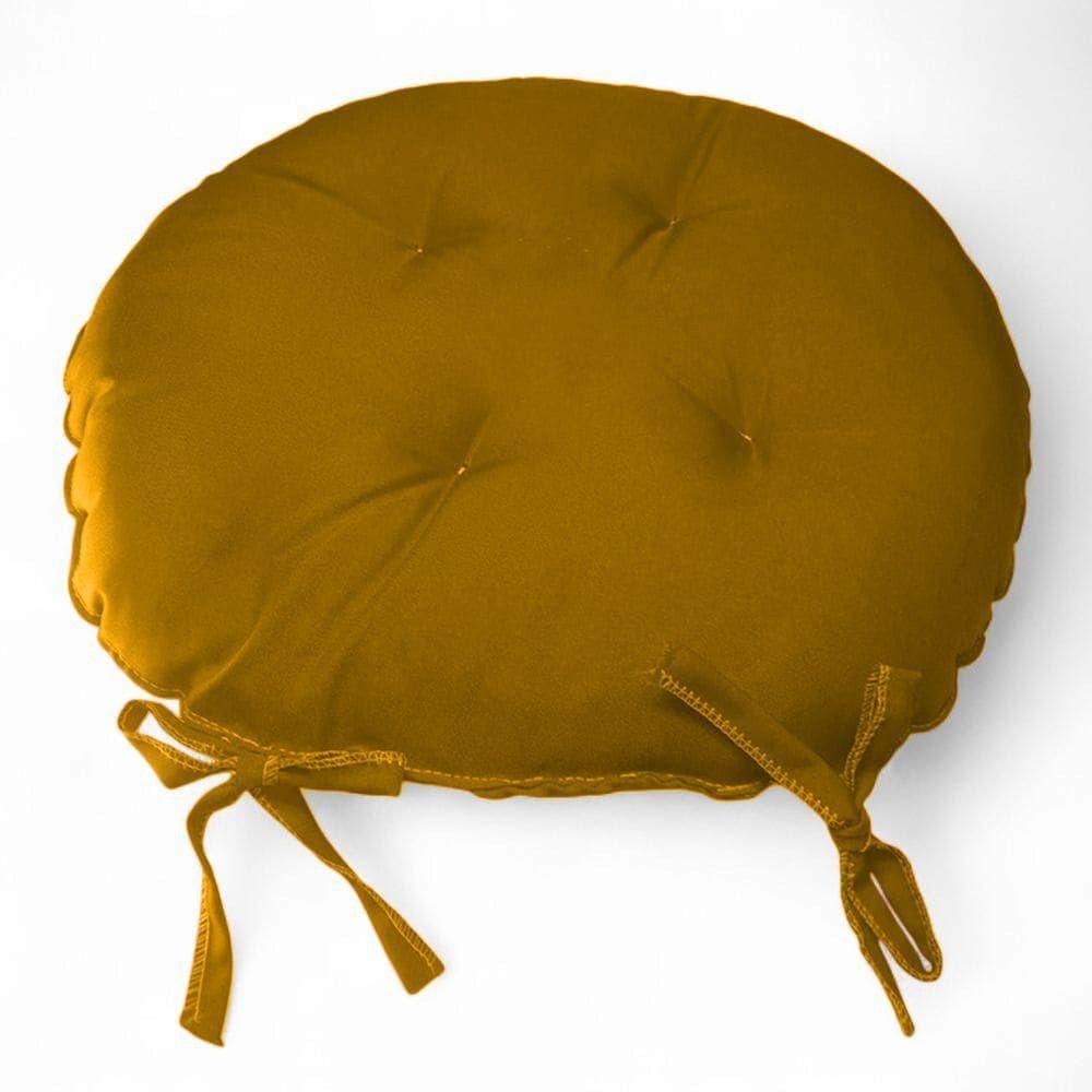 Assento Para Cadeira Almofada Futon 40x40 Redondo Mostarda