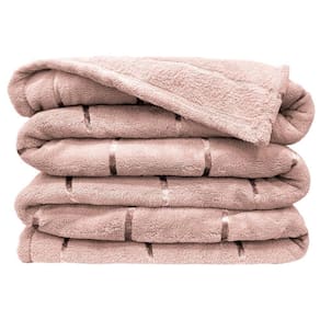 Cobertor Manta Fluffy Casal Queen 2,40m X 2,20m Listras Super Macio - Rosa