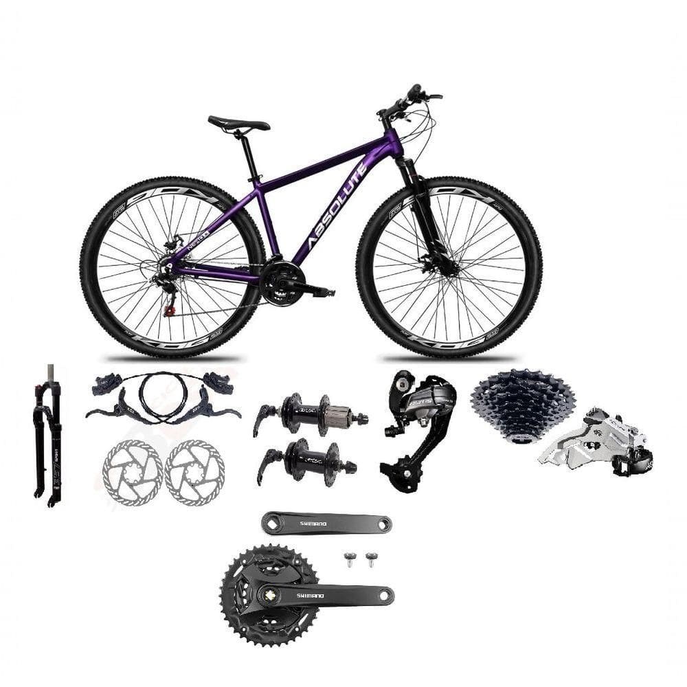Bicicleta Aro 29 Absolute Nero 5 Câmbios 27v Shimano Altus Freios Hidráulicos - Roxo Tam.17