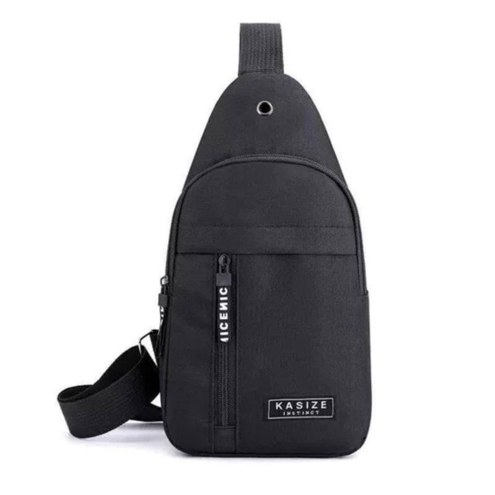 Bolsa Mochila Impermeável Transversal Crossbody Pochete De Peito Portátil Alça única Ajustável Preto