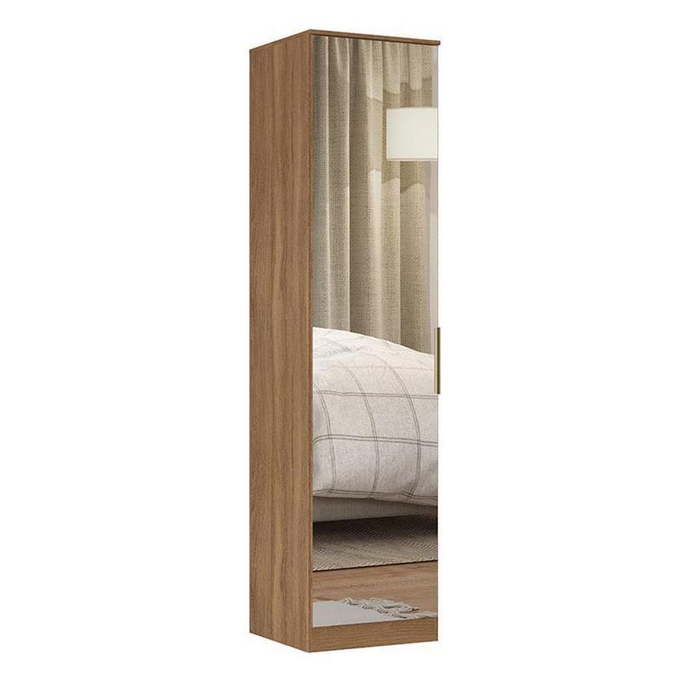 Guarda Roupa Modulado Irlanda 1 Porta Amêndola Com Espelho - Demartêz Amêndola