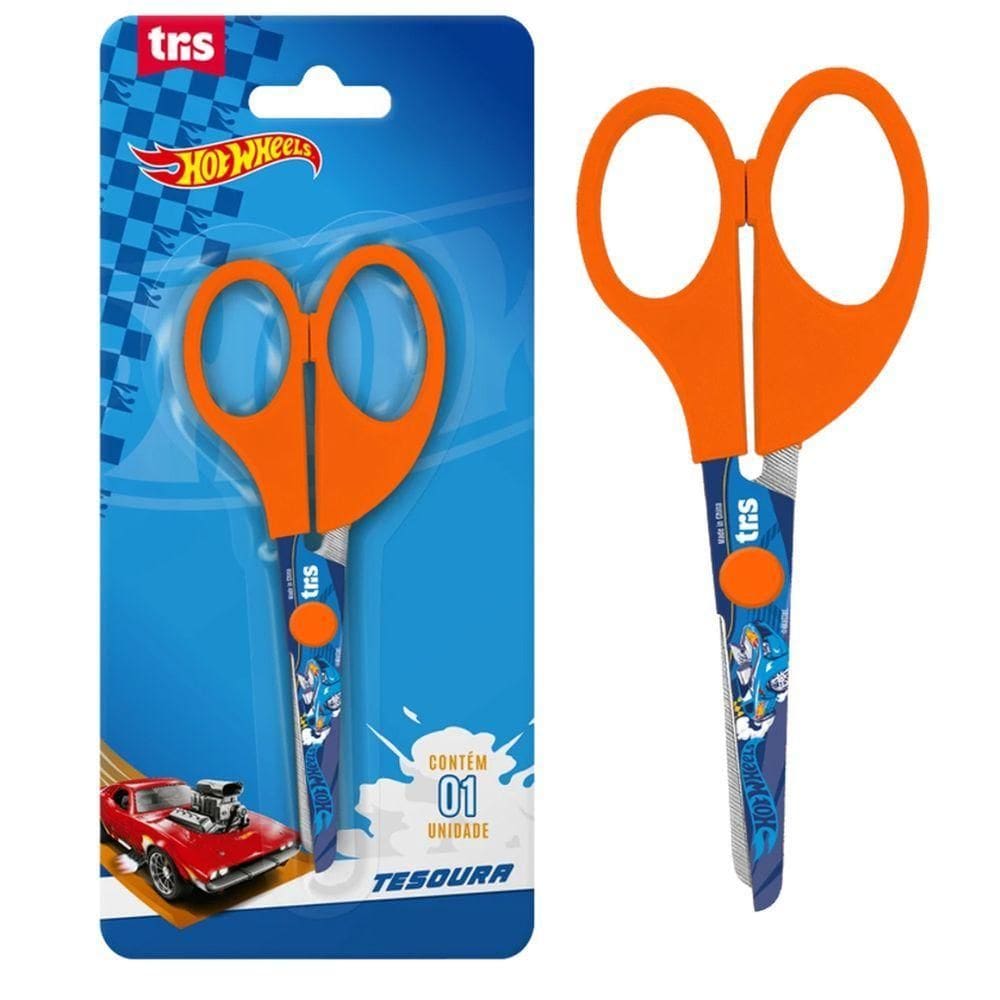 Tesoura Escolar Hot Wheels Tris - 13cm