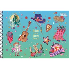 Caderno De Desenho West Girl Tilibra - 80 Folhas Verde