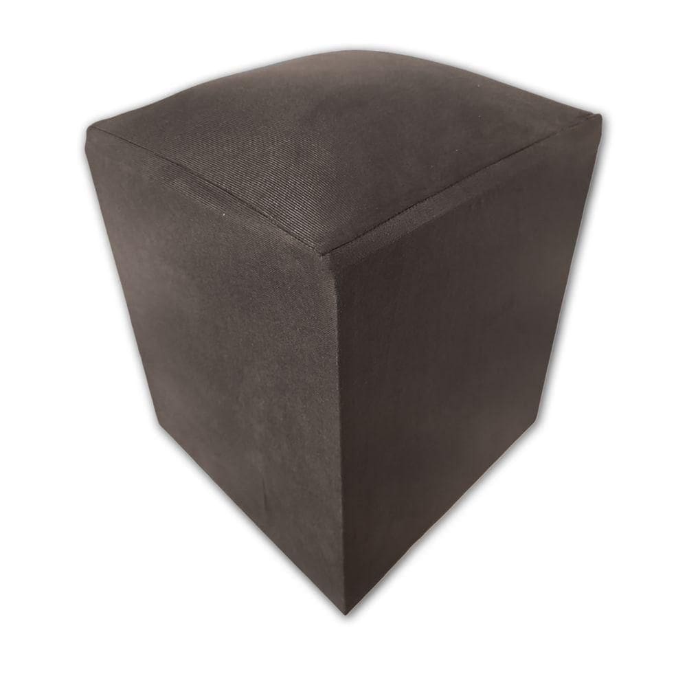 Puff Banqueta Quadrado Cubo Decorativo Courino E Suede Marrom Suede