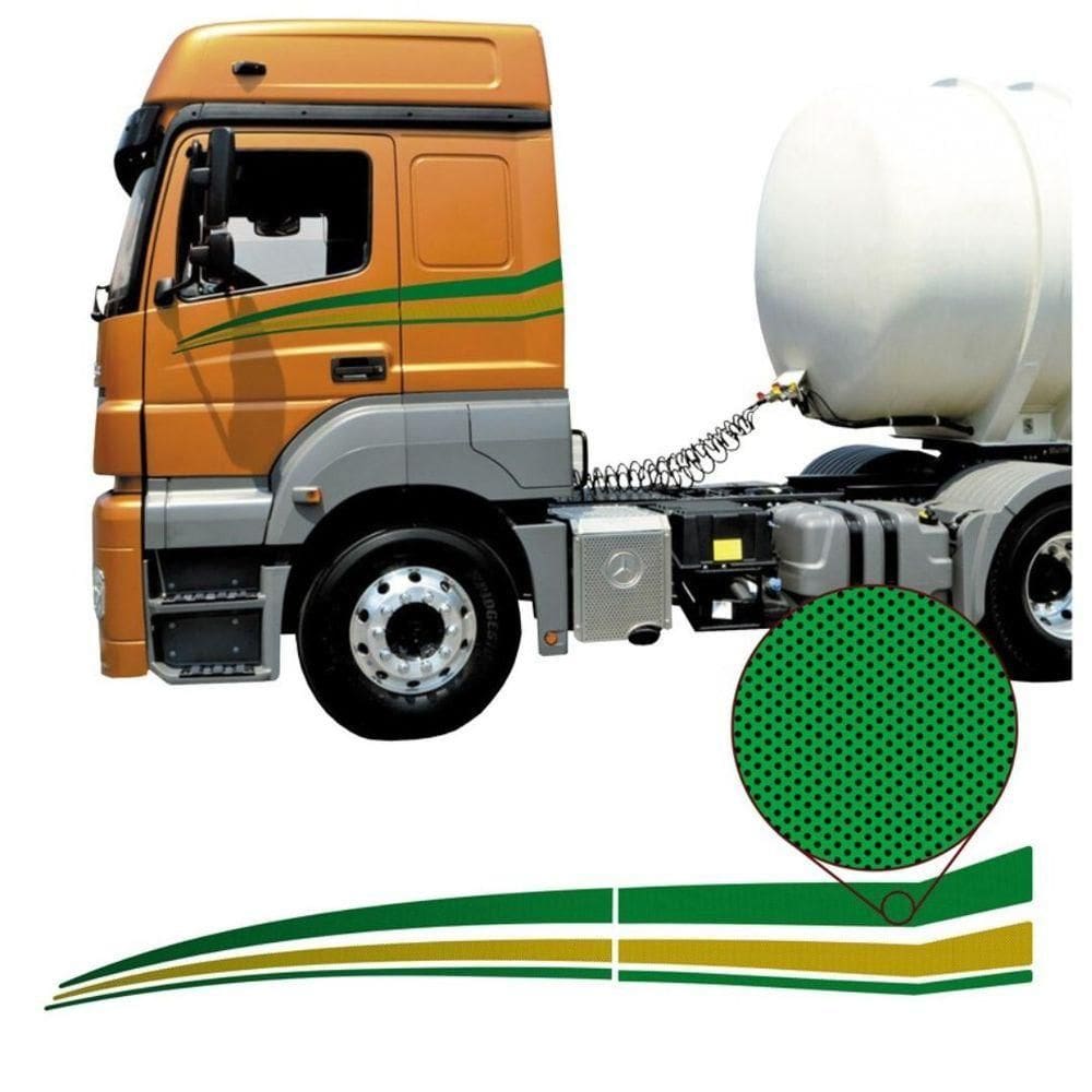 Kit Adesivo Faixas Par Mb Axor 1933 2544 2644 2041 2536 2019 Verde Verde