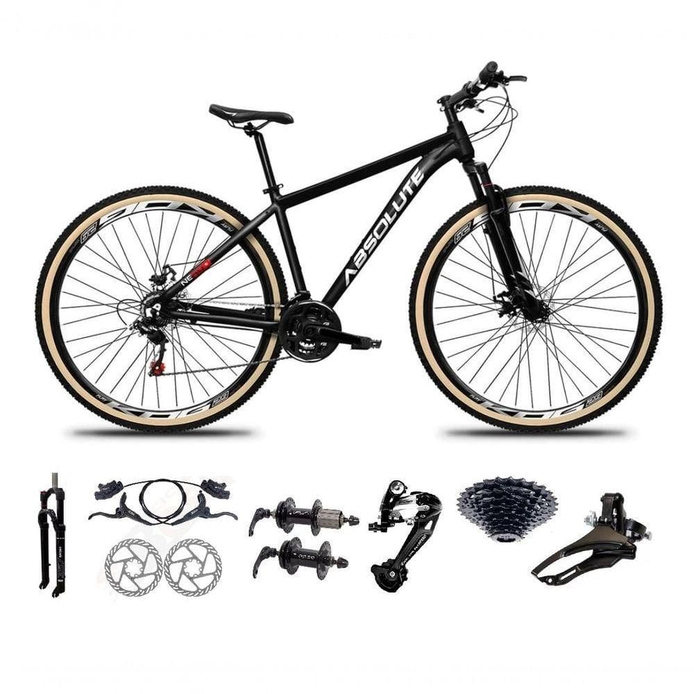 Bicicleta Aro 29 Absolute Nero 5 Freio Hidráulico K7 27v Garfo Com Trava Pneu Com Faixa - Preto Tam.21