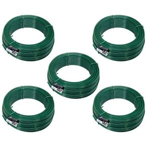 Kit C/ 5 Arame P/ Tela Revestido Pvc 1kg Verde Bwg14 2,11mm