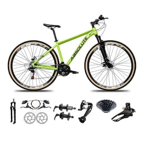 Bicicleta Aro 29 Absolute Nero 5 Freio Hidráulico K7 27v Garfo Com Trava Pneu Com Faixa - Verde Tam.21