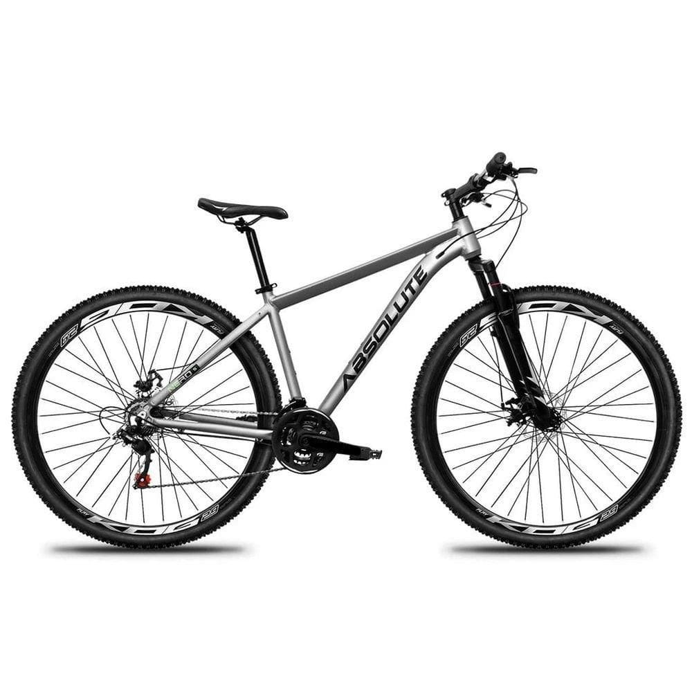Bicicleta Aro 29 Absolute Nero 5 Alumínio 27v K7 Freio Disco Mecânico Garfo Suspensão - Cinza Tam.21