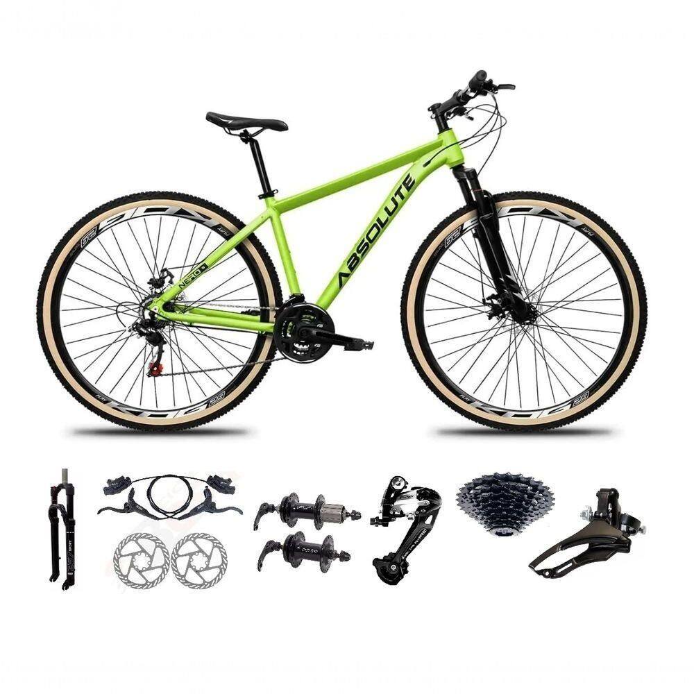 Bicicleta Aro 29 Absolute Nero 5 Freio Hidráulico K7 27v Garfo Com Trava Pneu Com Faixa - Verde Tam.15