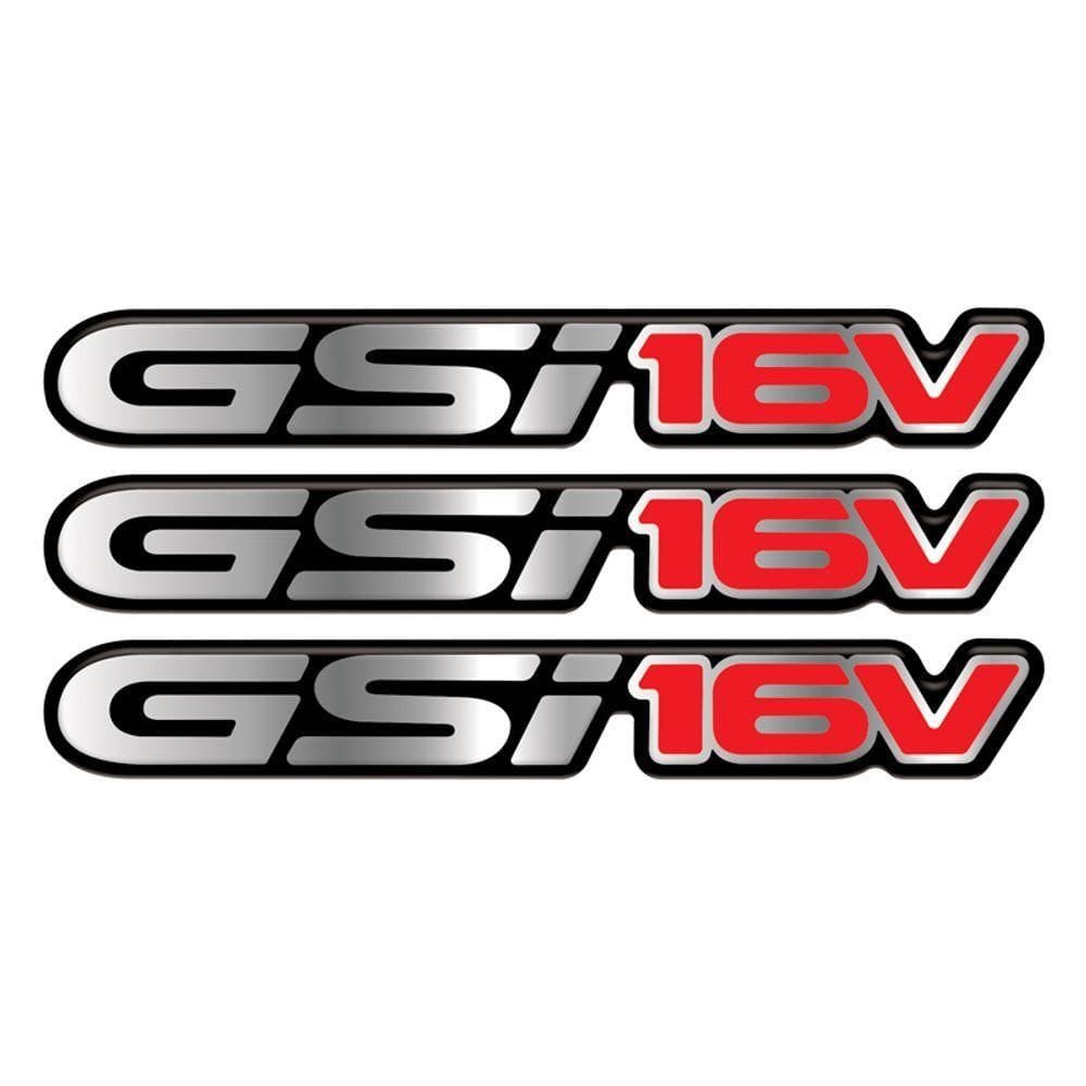 3 Emblemas Gsi 16v Astra Adesivos Resinados Cromados Vermelho