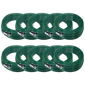 Kit C/ 10 Arame P/ Tela Revestido Pvc 1kg Verde Bwg14 2,11mm