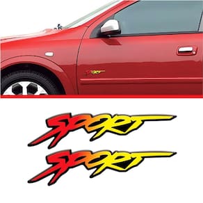 Par Adesivo Emblema Chevrolet Astra Sport Montana Resinado Amarelo, Vermelho