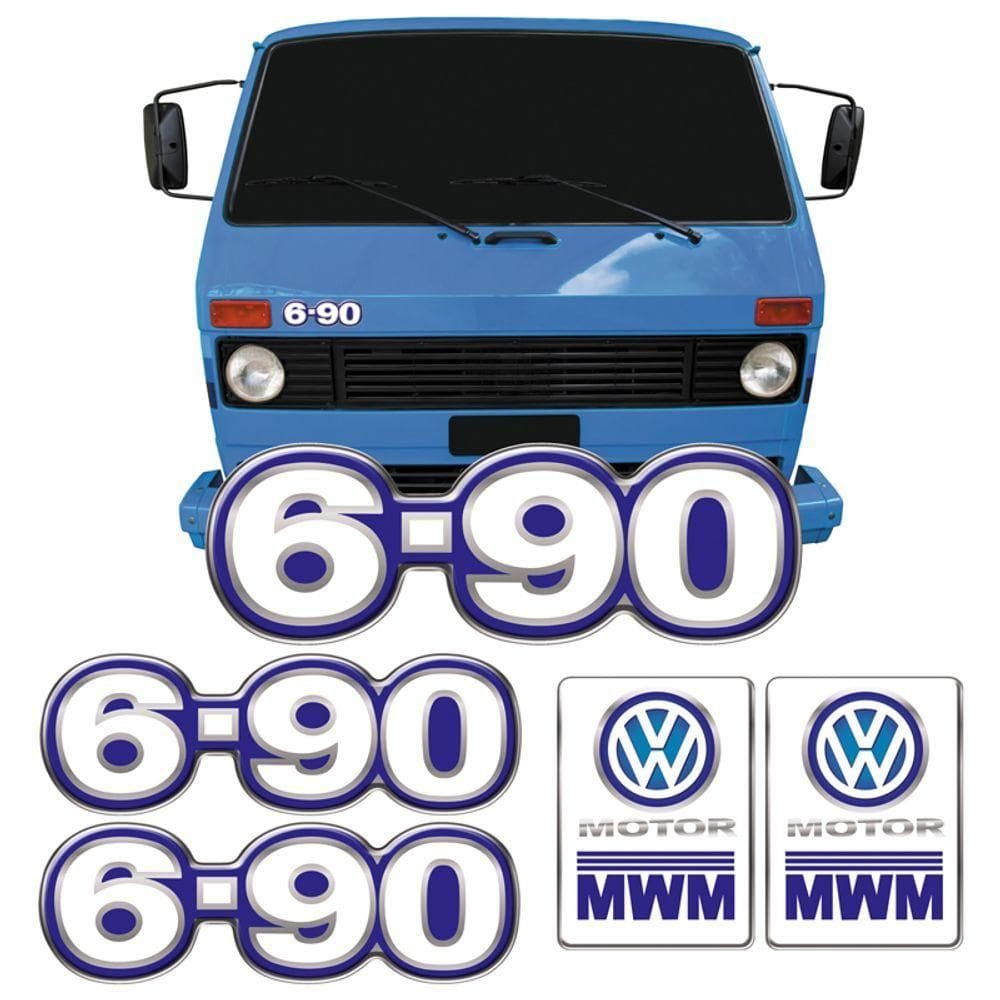 Kit Adesivos 6-90 Emblema Caminhão Volkswagen Mwm Resinado Azul