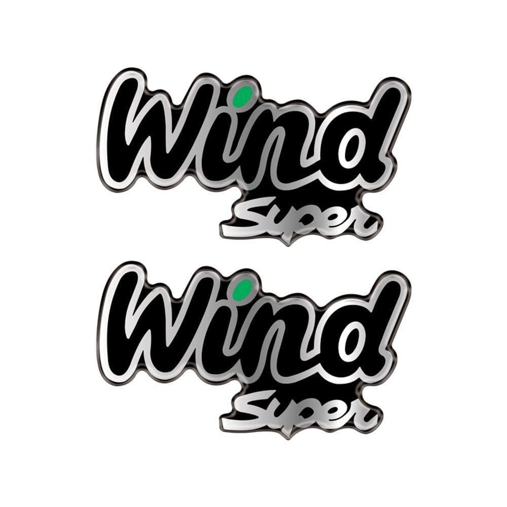 Par Emblema sa Wind Super Lateral Adesivo Verde Resinado Verde