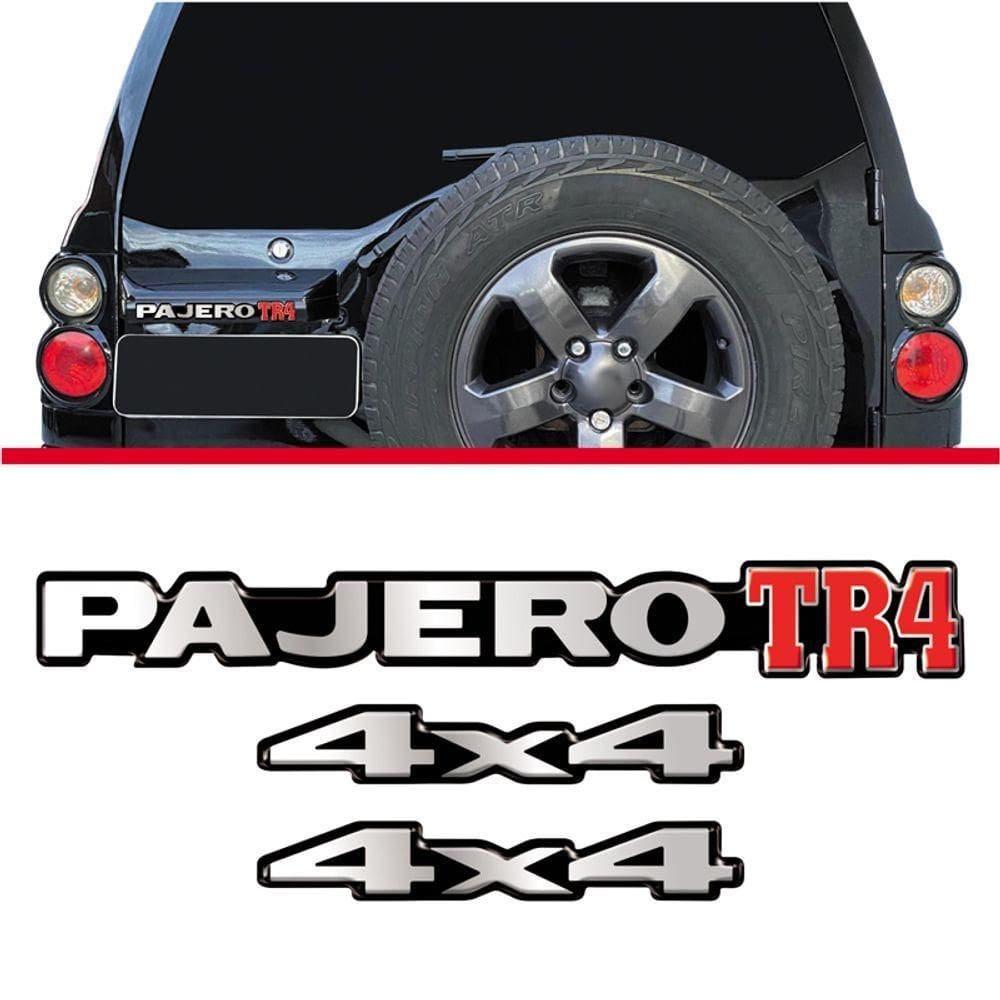 Adesivo Pajero Tr4 + 4x4 Kit 3 Peças Resinadas Vermelho