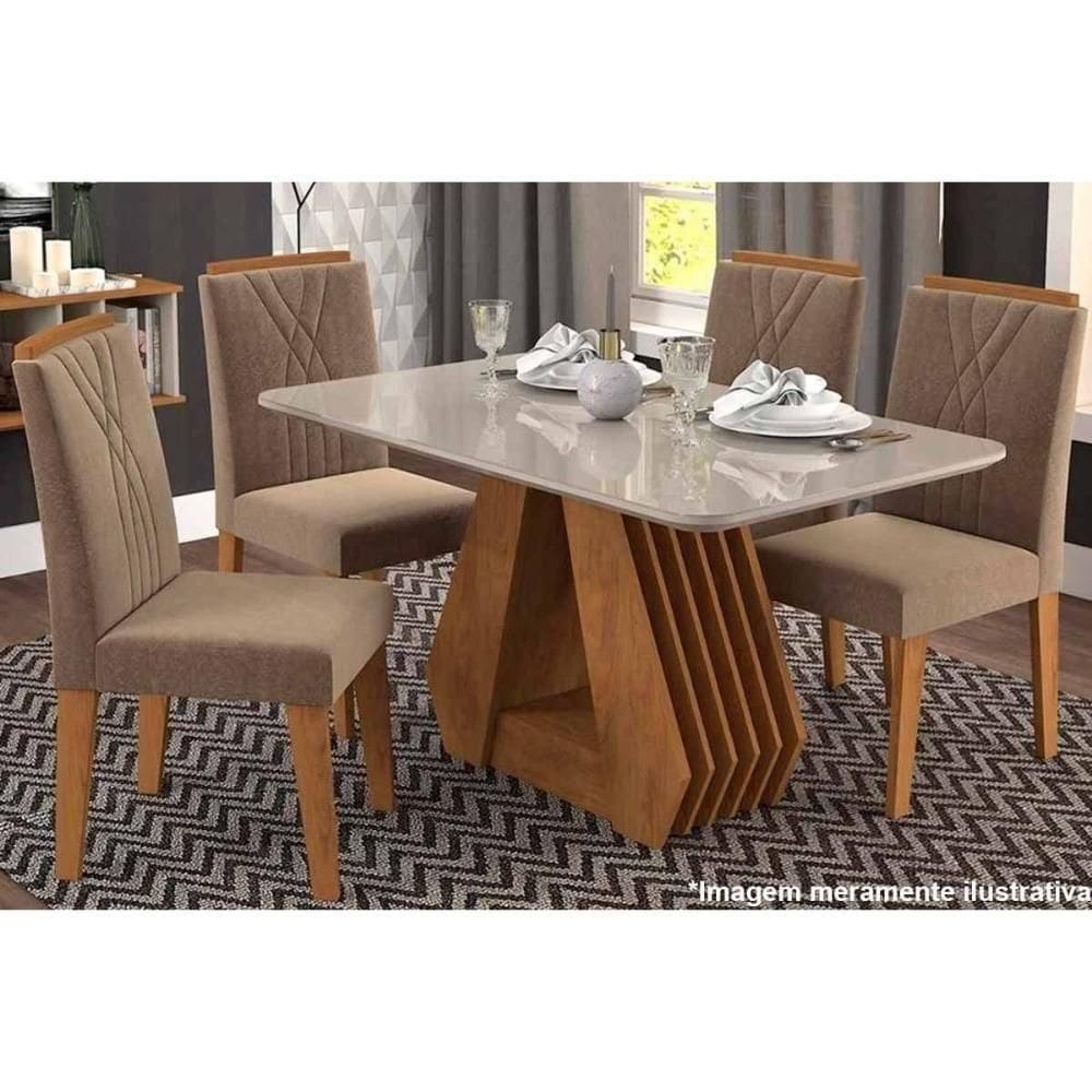 Kit 4 Cadeiras Sala Jantar Nicole 4UND Savana Suede Pluma