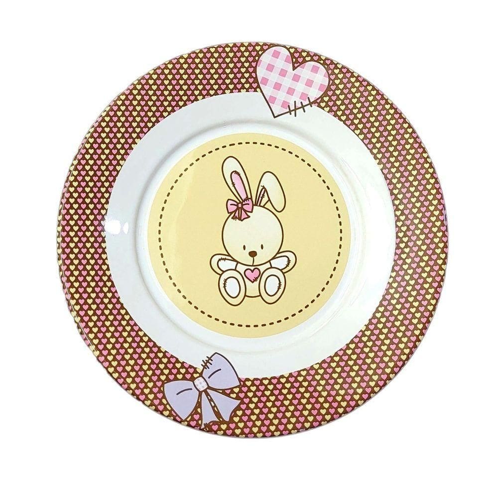 Prato Infantil Cerâmica Rosa Menina Desenhado Cerâmico Crianças Feminino Tramontina
