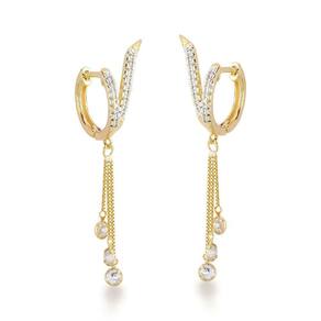 Brinco Argola Com Franja Tripla Banhada A Ouro 18k