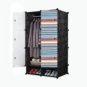 Armario Modular Guarda Roupa Organizador Arara Cabideiro Estante Sapateira Com Portas Compacto