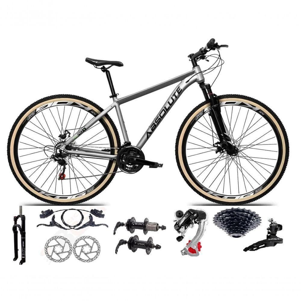 Bicicleta Aro 29 Absolute Nero 5 Câmbios Shimano 24v K7 Freios Hidráulicos Garfo Trava Com Pneu Faixa - Cinza 13
