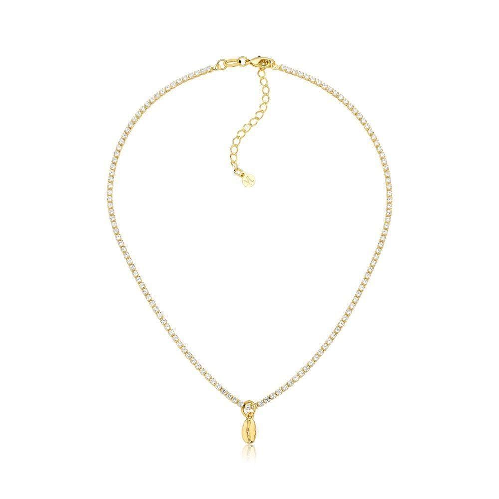 Choker Riviera De Zircônias Com Grão De Café Revestida Em Ouro
