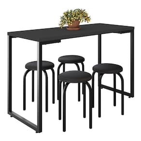 Mesa De Cozinha Bistrô Porto Preto 120cm Com 4 Banquetas Industriais Maviê Preto - Mpozenato