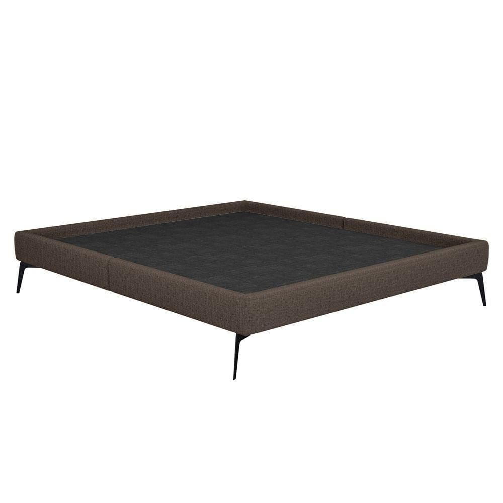 Cama Casal King 199cm Pés Metálicos Elisa S05 Linho Marrom