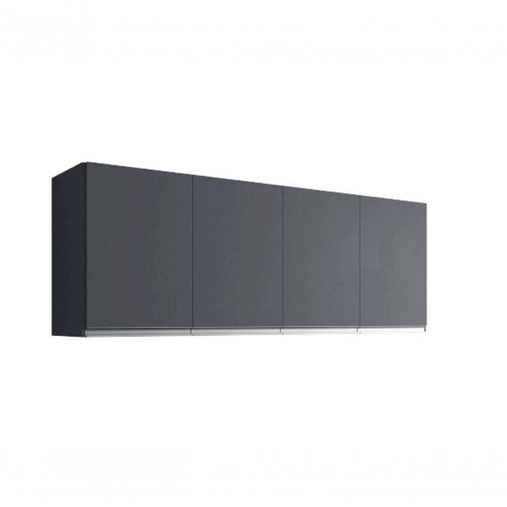 Armário Aéreo P- Cozinha Andreia 160cm C- 4 Portas Cinza - Ajl Móveis