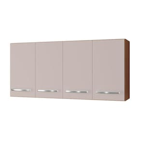 Armário Aéreo De Cozinha 1,20m Com 4 Portas Mara Savana/off White - Moblis