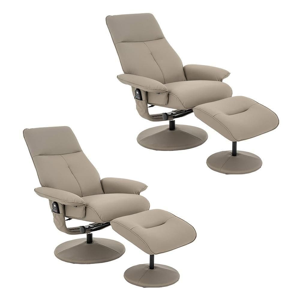 Kit 2 Poltronas De Massagem Reclinável E Giratória Arizona Com Apoio De Pés Pu Fendi G56 - Gran Belo
