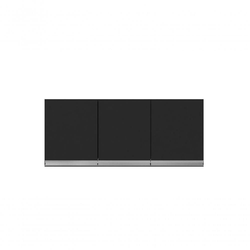 Armário Aéreo Preto Para Cozinha Andreia 120cm C- 3 Portas - Ajl Móveis Branco