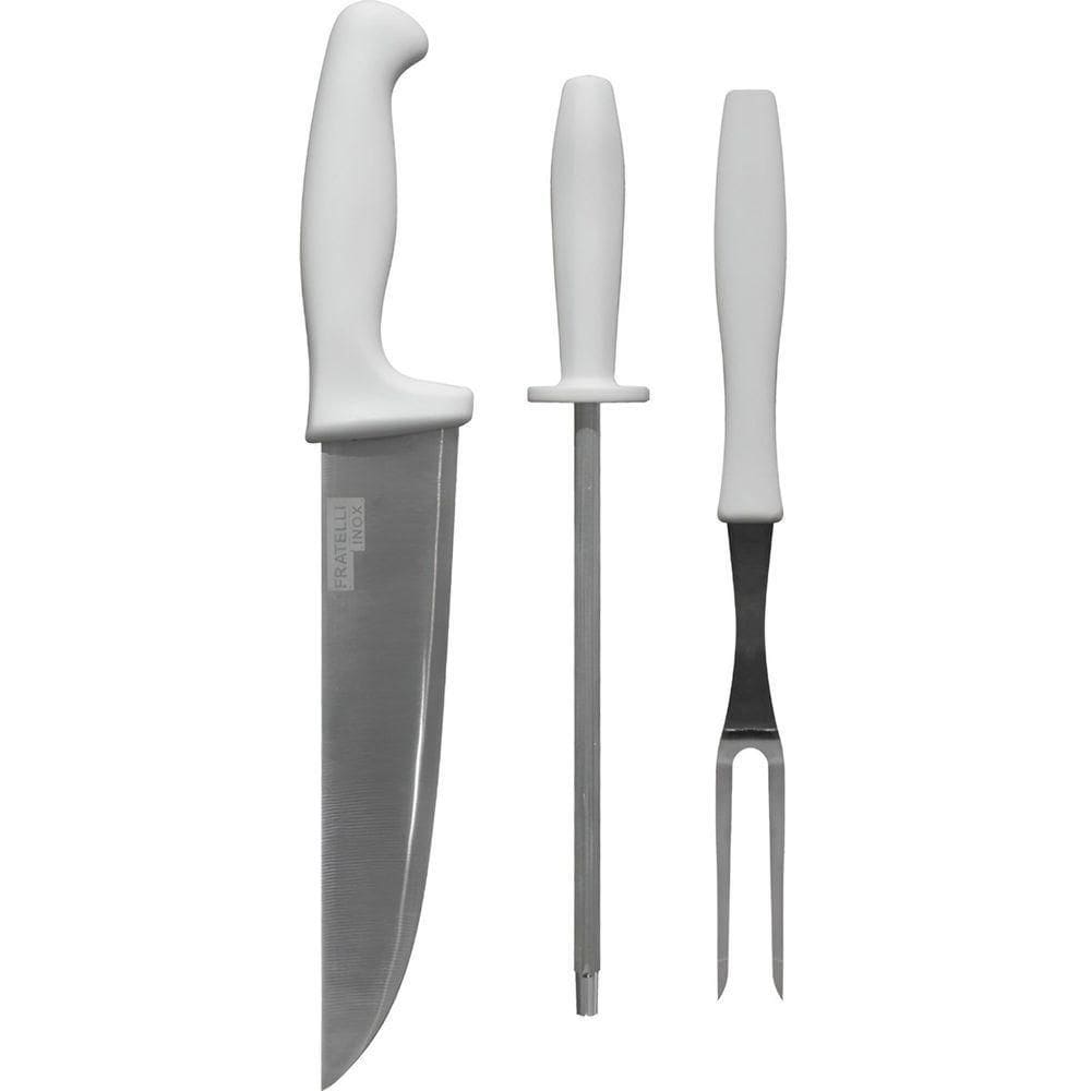 Kit Jogo De Faca Inox Para Churrasco Profissional 3 Peças